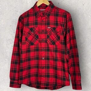 Dixxon Flannel Company Red Plaid Button Down Shirt‎ Mens XS Collared Long Sleeve